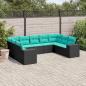 Preview: ARDEBO.de - 9-teiliges Gartensofa-Set mit Kissen, schwarzes Polyrattan