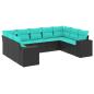 Preview: 9-teiliges Gartensofa-Set mit Kissen, schwarzes Polyrattan