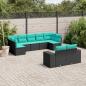 Preview: ARDEBO.de - 9-teiliges Gartensofa-Set mit Kissen, schwarzes Polyrattan