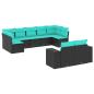 Preview: 9-teiliges Gartensofa-Set mit Kissen, schwarzes Polyrattan