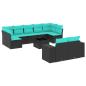 Preview: 10-teiliges Gartensofa-Set mit Kissen, schwarzes Polyrattan