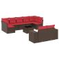 Preview: 10-teiliges Gartensofa-Set mit Kissen, braun, Polyrattan