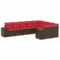 Preview: 9-teiliges Gartensofa-Set mit Kissen, braun, Polyrattan