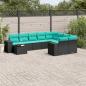 Preview: ARDEBO.de - 10-teiliges Gartensofa-Set mit Kissen, schwarzes Polyrattan