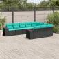 Preview: ARDEBO.de - 10-teiliges Gartensofa-Set mit Kissen, schwarzes Polyrattan