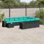 Preview: ARDEBO.de - 11-teiliges Gartensofa-Set mit Kissen, schwarzes Polyrattan