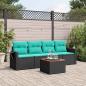 Preview: ARDEBO.de - 5-teiliges Gartensofa-Set mit Kissen, schwarzes Polyrattan