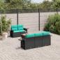 Preview: ARDEBO.de - 6-teiliges Gartensofa-Set mit Kissen, schwarzes Polyrattan