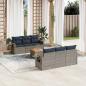 Preview: ARDEBO.de - 7-teiliges Gartensofa-Set mit Kissen, grau, Polyrattan