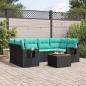 Preview: ARDEBO.de - 7-teiliges Gartensofa-Set mit Kissen, schwarzes Polyrattan