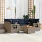 Preview: ARDEBO.de - 7-teiliges Gartensofa-Set mit Kissen, grau, Polyrattan