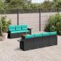 Preview: ARDEBO.de - 8-teiliges Gartensofa-Set mit Kissen, schwarzes Polyrattan