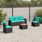 Preview: ARDEBO.de - 6-teiliges Gartensofa-Set mit Kissen, schwarzes Polyrattan
