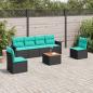 Preview: ARDEBO.de - 7-teiliges Gartensofa-Set mit Kissen, schwarzes Polyrattan