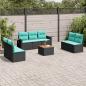 Preview: ARDEBO.de - 8-teiliges Gartensofa-Set mit Kissen, schwarzes Polyrattan