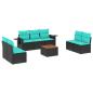 Preview: 8-teiliges Gartensofa-Set mit Kissen, schwarzes Polyrattan