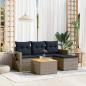 Preview: ARDEBO.de - 5-teiliges Gartensofa-Set mit Kissen, grau, Polyrattan