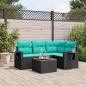 Preview: ARDEBO.de - 5-teiliges Gartensofa-Set mit Kissen, schwarzes Polyrattan
