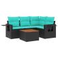 Preview: 5-teiliges Gartensofa-Set mit Kissen, schwarzes Polyrattan