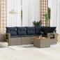 Preview: ARDEBO.de - 6-teiliges Gartensofa-Set mit Kissen, grau, Polyrattan