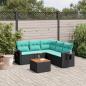 Preview: ARDEBO.de - 6-teiliges Gartensofa-Set mit Kissen, schwarzes Polyrattan