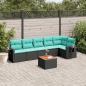 Preview: ARDEBO.de - 7-teiliges Gartensofa-Set mit Kissen, schwarzes Polyrattan