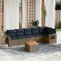 Preview: ARDEBO.de - 7-teiliges Gartensofa-Set mit Kissen, grau, Polyrattan