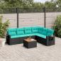 Preview: ARDEBO.de - 7-teiliges Gartensofa-Set mit Kissen, schwarzes Polyrattan