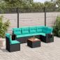 Preview: ARDEBO.de - 7-teiliges Gartensofa-Set mit Kissen, schwarzes Polyrattan