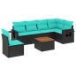 Preview: 7-teiliges Gartensofa-Set mit Kissen, schwarzes Polyrattan