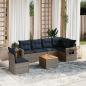 Preview: ARDEBO.de - 7-teiliges Gartensofa-Set mit Kissen, grau, Polyrattan