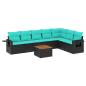 Preview: 8-teiliges Gartensofa-Set mit Kissen, schwarzes Polyrattan