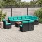 Preview: ARDEBO.de - 11-teiliges Gartensofa-Set mit Kissen, schwarzes Polyrattan
