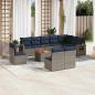 Preview: ARDEBO.de - 11-teiliges Gartensofa-Set mit Kissen, grau, Polyrattan