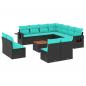 Preview: 12-teiliges Gartensofa-Set mit Kissen, schwarzes Polyrattan