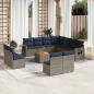 Preview: ARDEBO.de - 12-teiliges Gartensofa-Set mit Kissen, grau, Polyrattan
