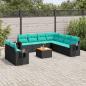 Preview: ARDEBO.de - 10-teiliges Gartensofa-Set mit Kissen, schwarzes Polyrattan