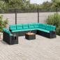Preview: ARDEBO.de - 11-teiliges Gartensofa-Set mit Kissen, schwarzes Polyrattan
