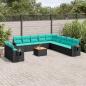 Preview: ARDEBO.de - 12-teiliges Gartensofa-Set mit Kissen, schwarzes Polyrattan