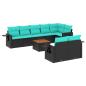 Preview: 9-teiliges Gartensofa-Set mit Kissen, schwarzes Polyrattan