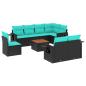 Preview: 9-teiliges Gartensofa-Set mit Kissen, schwarzes Polyrattan