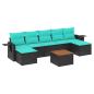 Preview: 8-teiliges Gartensofa-Set mit Kissen, schwarzes Polyrattan
