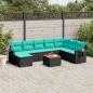 Preview: ARDEBO.de - 9-teiliges Gartensofa-Set mit Kissen, schwarzes Polyrattan