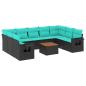 Preview: 10-teiliges Gartensofa-Set mit Kissen, schwarzes Polyrattan