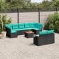 Preview: ARDEBO.de - 10-teiliges Gartensofa-Set mit Kissen, schwarzes Polyrattan