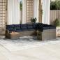 Preview: ARDEBO.de - 10-teiliges Gartensofa-Set mit Kissen, grau, Polyrattan
