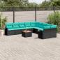 Preview: ARDEBO.de - 11-teiliges Gartensofa-Set mit Kissen, schwarzes Polyrattan