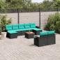 Preview: ARDEBO.de - 10-teiliges Gartensofa-Set mit Kissen, schwarzes Polyrattan