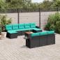 Preview: ARDEBO.de - 11-teiliges Gartensofa-Set mit Kissen, schwarzes Polyrattan