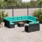 Preview: ARDEBO.de - 13-teiliges Gartensofa-Set mit Kissen, schwarzes Polyrattan